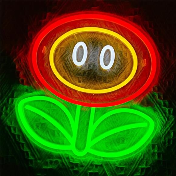 Super Mario Fire Flower LED Neon Light Game Sign Room Decor Nintendo Retro NES - Picture 3 of 7